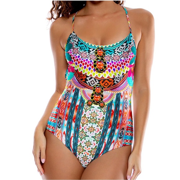 Luli Fama CHASING WATERFALLSbe Scene One Piece Swim Suit NWT